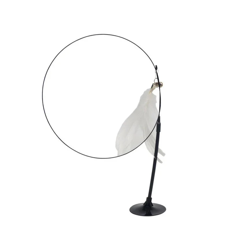 Cat Teaser Stick With Bell Feather Long Rod Suction Cup
