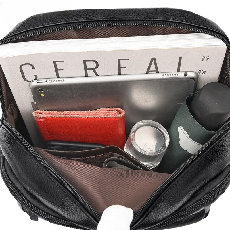 Luxury Women Leather Backpacks for Girls Casual Daypack