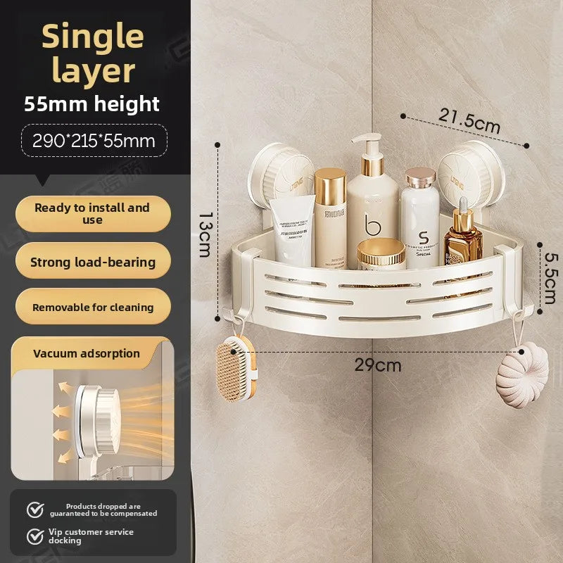 Bathroom suction cup triangular basket storage rack, bathroom washbasin corner, no need to drill holes, wall-mounted toilet