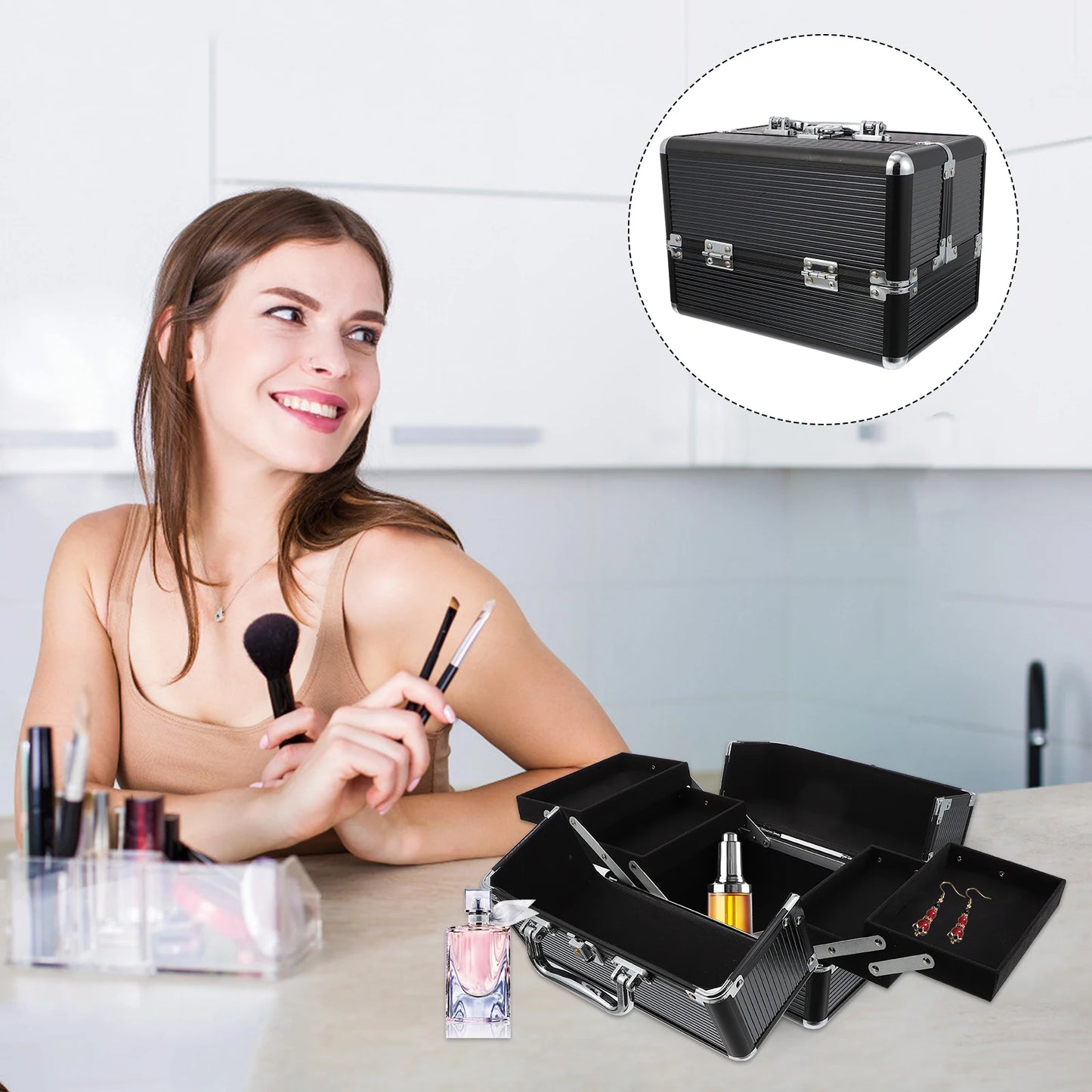 Makeup Case Handheld Storage Case Beauty Tool Organizer Pouch