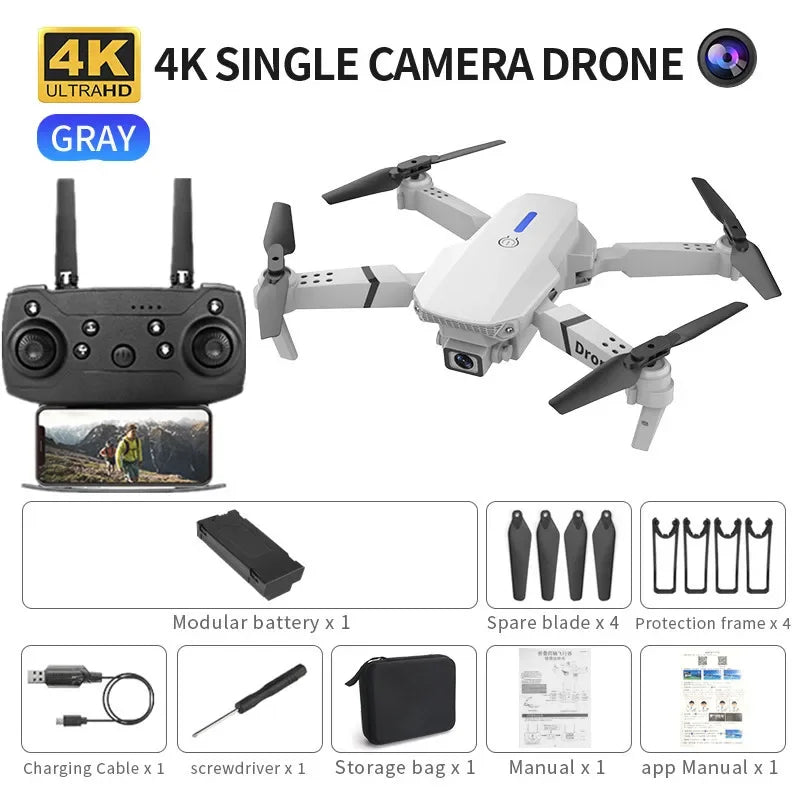 Professional Mini Remote Control Drone E88 4K HD Camera Wifi FPV Folding Quadcopter Gift for Kids
