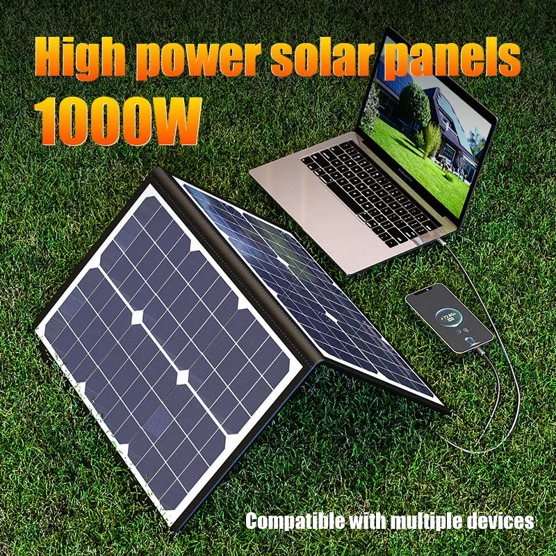1000W Portable Foldable Solar Panel Kit Complete Solar Power Station 18V Generator Charger for Outdoor Camping Car Boat