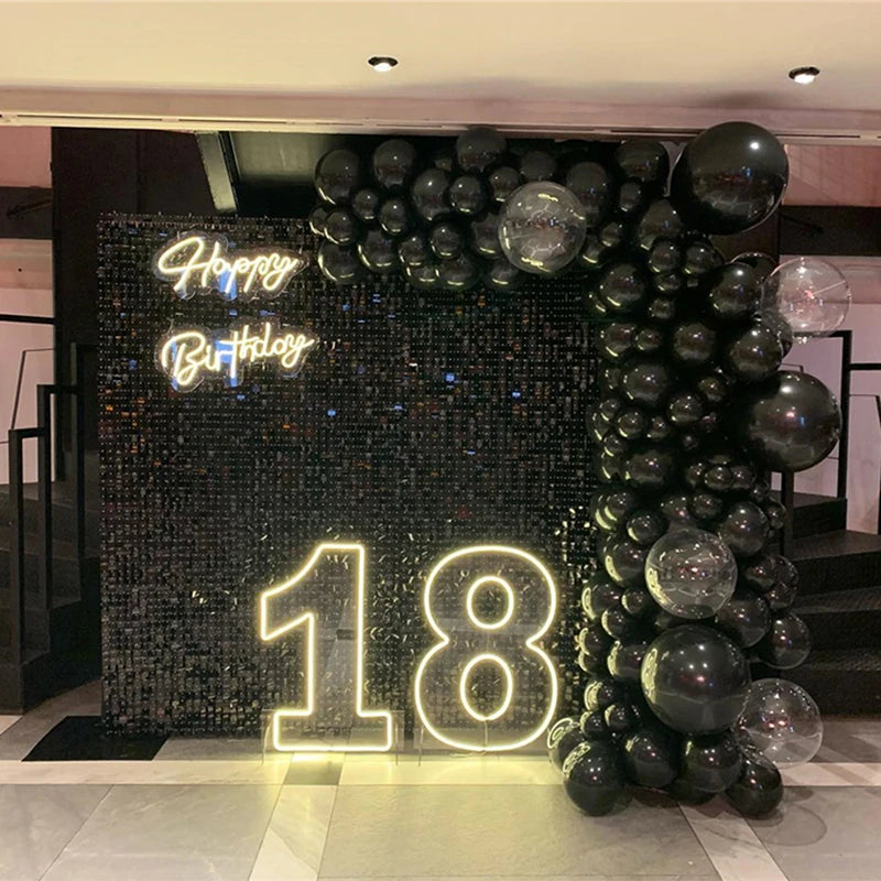 Panels Black Shimmer Wall Panels Backdrops with Square Sequins