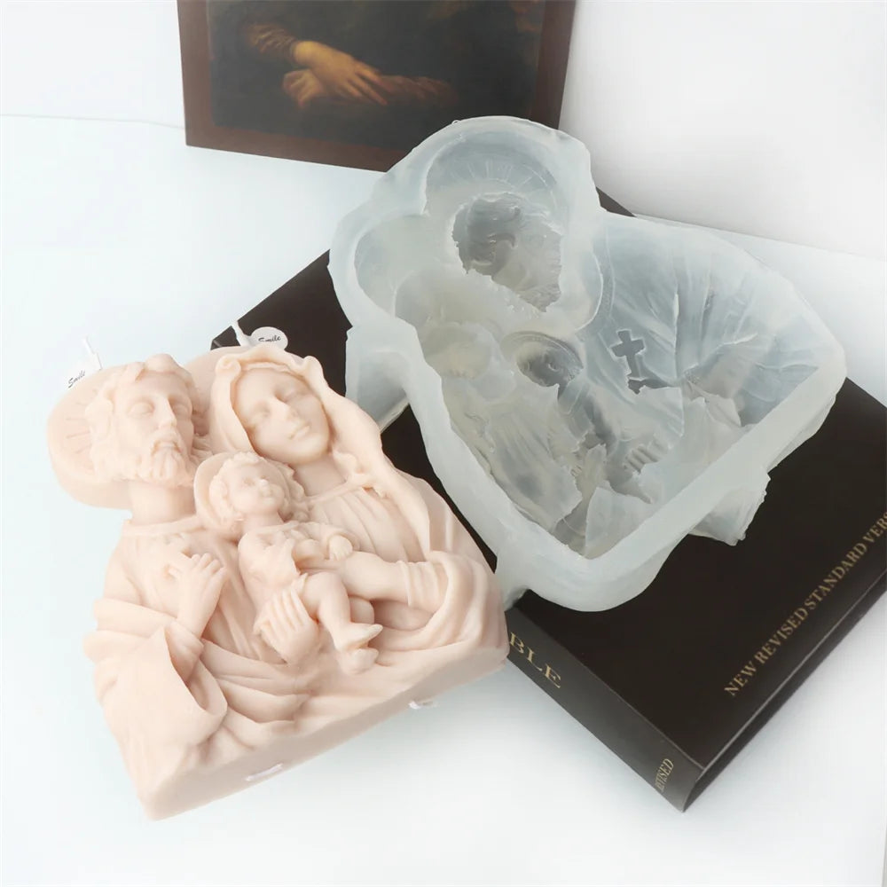 Religious Blessed Virgin Mary Candle Silicone Mold for Crafts