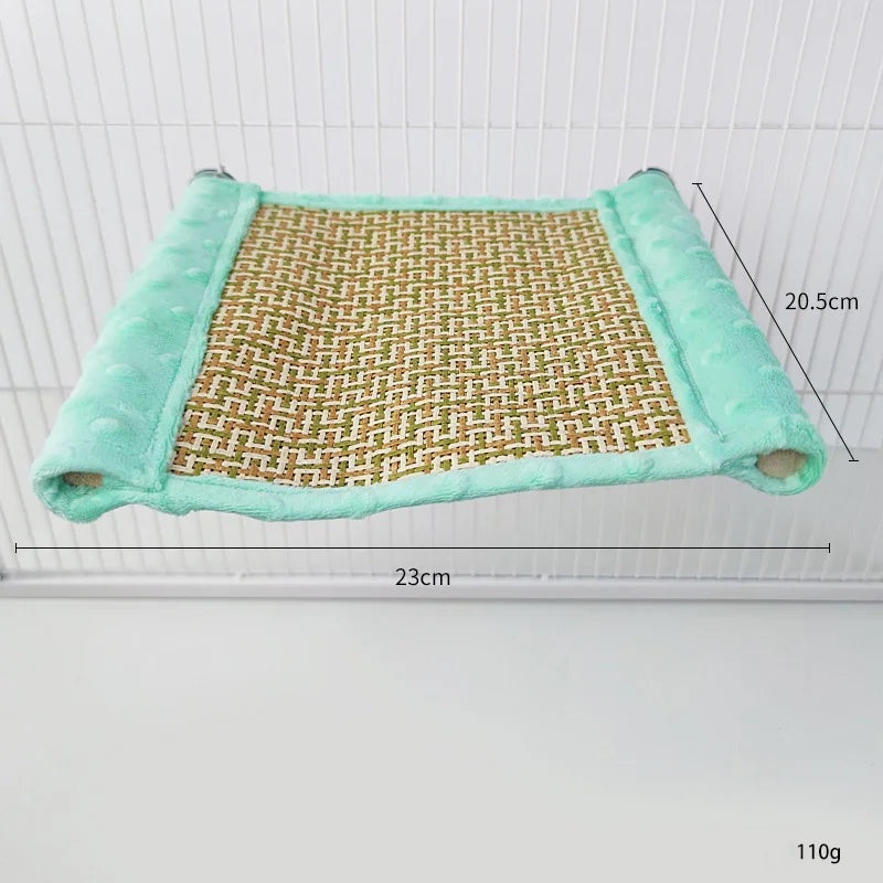 Warm Plush Bird Hammock Parrot Hanging Bed Rattan Bird Sleeping Bed Double Layer Parrot Hamster Hammock Small Pet Supplies