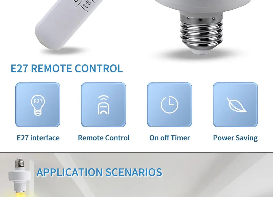 Smart Timer Switch Wireless Remote Control E27 Lamp Holder 15m Range 110V 220V