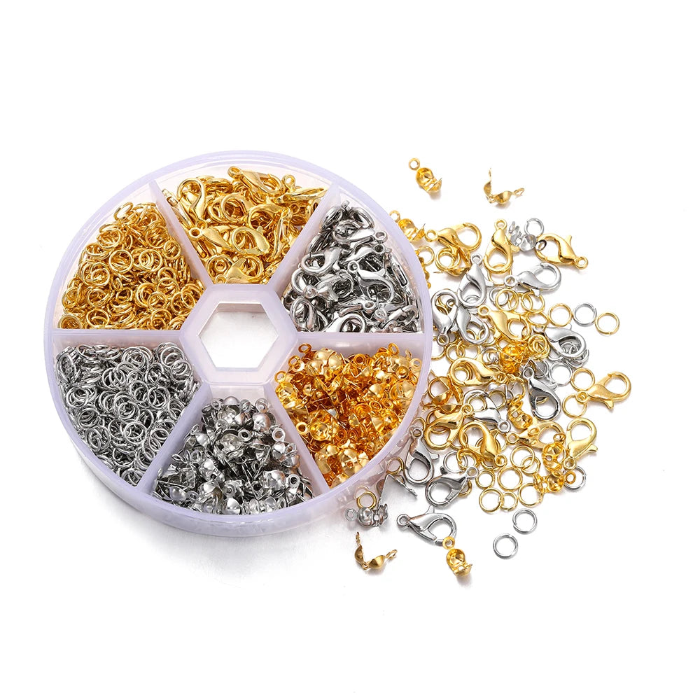 210-400Pcs Box Jewelry Making Kits with Clasp and Jump Rings