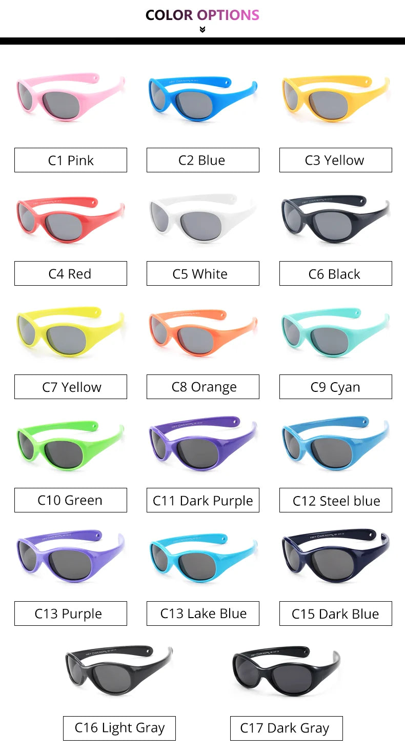 TWO Oclock Unbreakable Baby Sunglasses 0-2 Years Polarized UV Protection