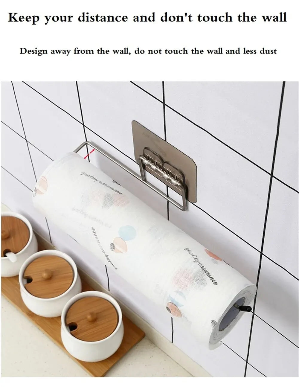 2PCS Kitchen Paper Towel Holder Adhesive Rack for Storage
