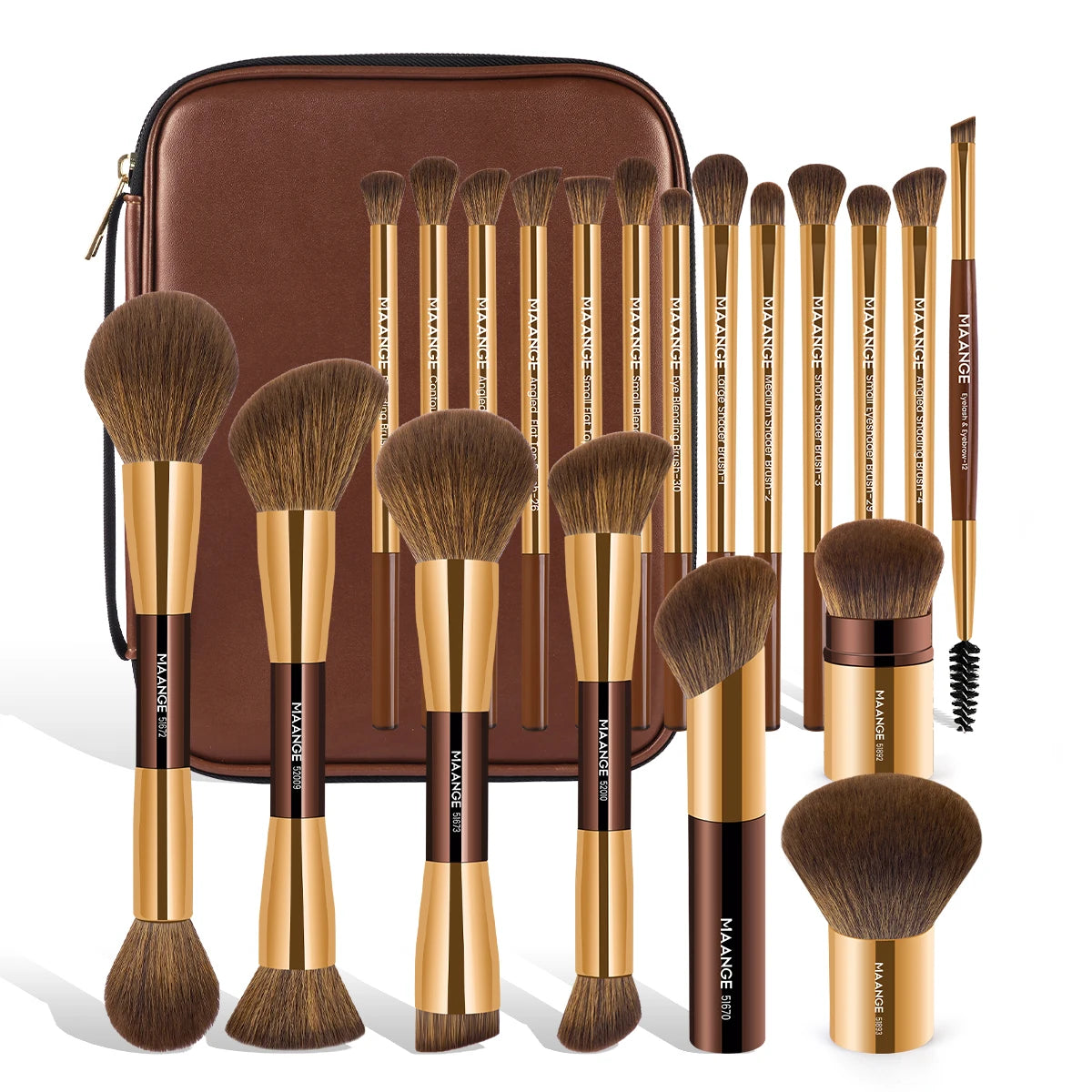 MAANGE 20 Piece Professional Makeup Brush Set with Dual Ended Brushes and Storage Bag