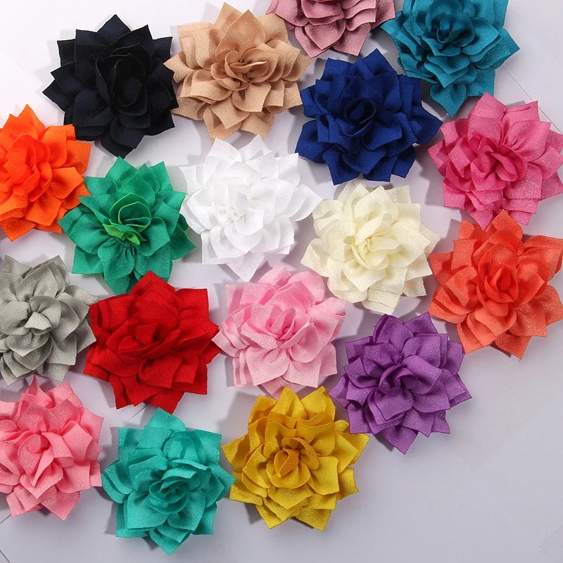 50PCS 7.5CM 2.95 Inch Fashion Lotus Satin Hair Flowers for DIY Headbands and Wedding Decor