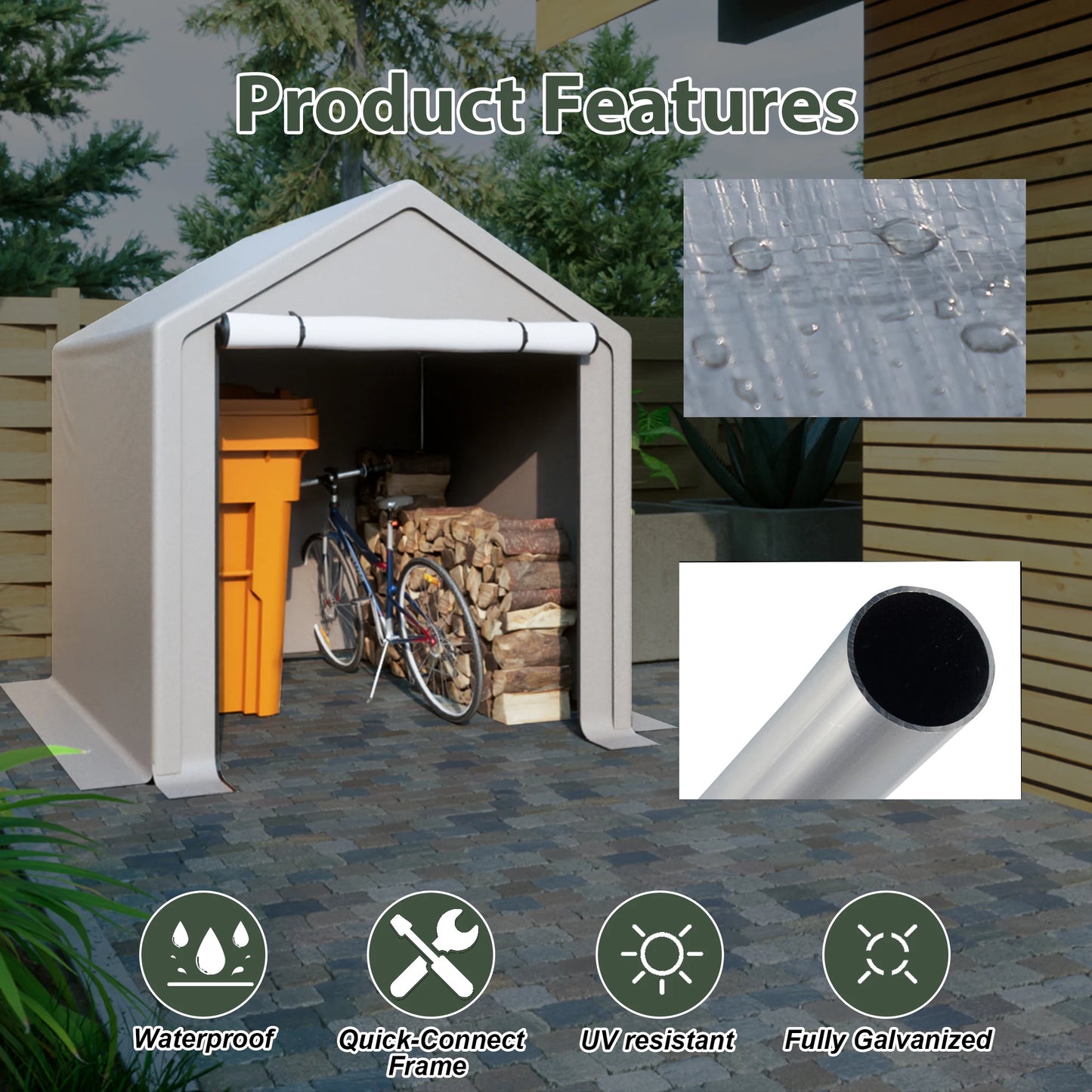 LZBEITEM 6 x 6 ft Portable Heavy Duty Storage Tent Shed