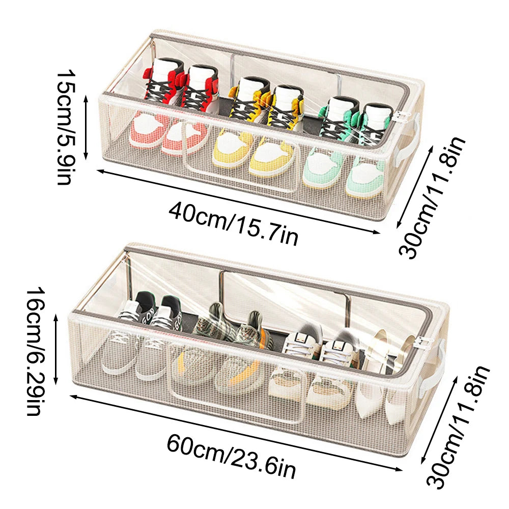 1PC Pvc Shoe Basket Bed Bottom Shoe Storage Box Dust-Proof Transparent Organizer