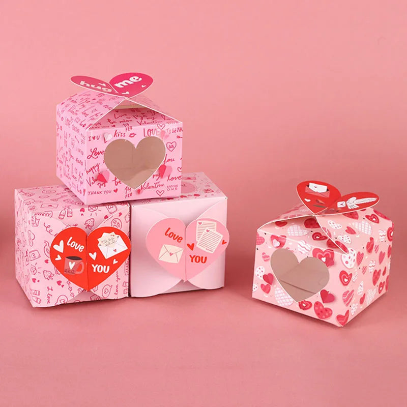 Love Heart Open Window Gift Boxes for Chocolates 12 or 24 Pcs Wedding Favors Cake Packaging Ideal for Valentine's Day and Special Celebrations