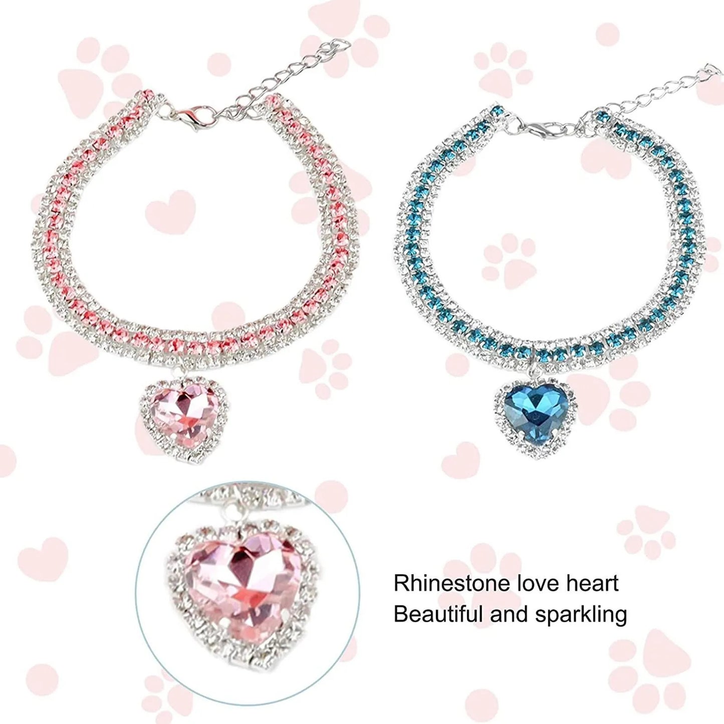 Dog Cat Rhinestone Diamante Collar Necklace Puppy Crystal Bling Pet Accessories For Puppy Kitten Crystal Pendant Diamond Collars