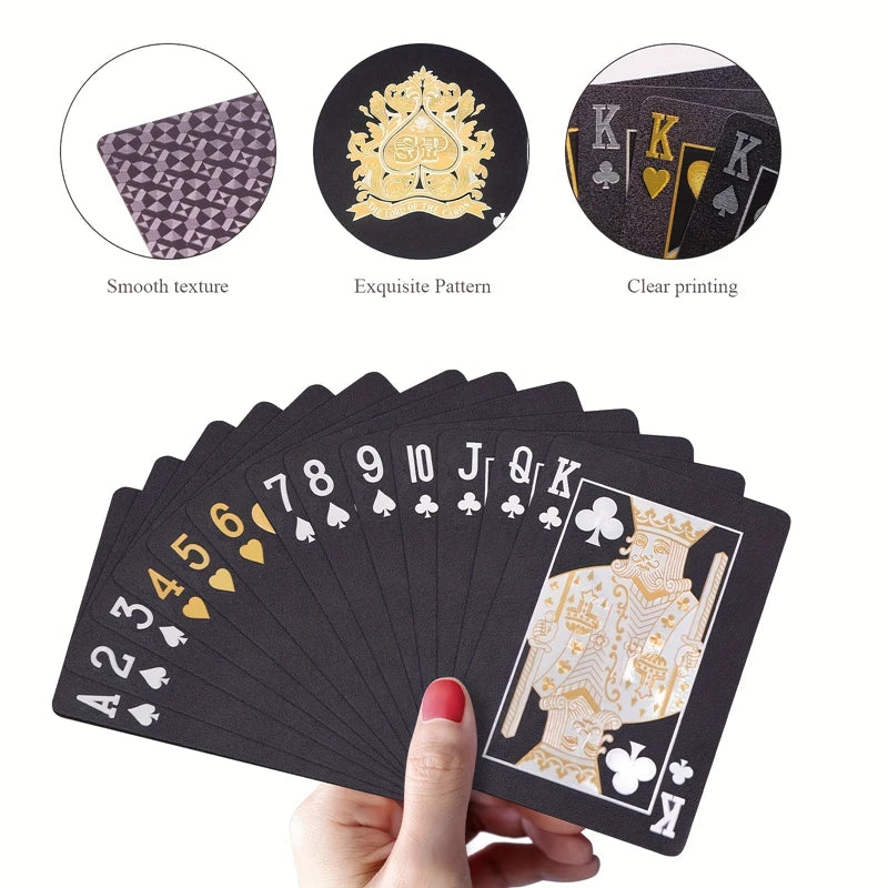 Black Gold Waterproof Plastic Playing Cards for Poker Games