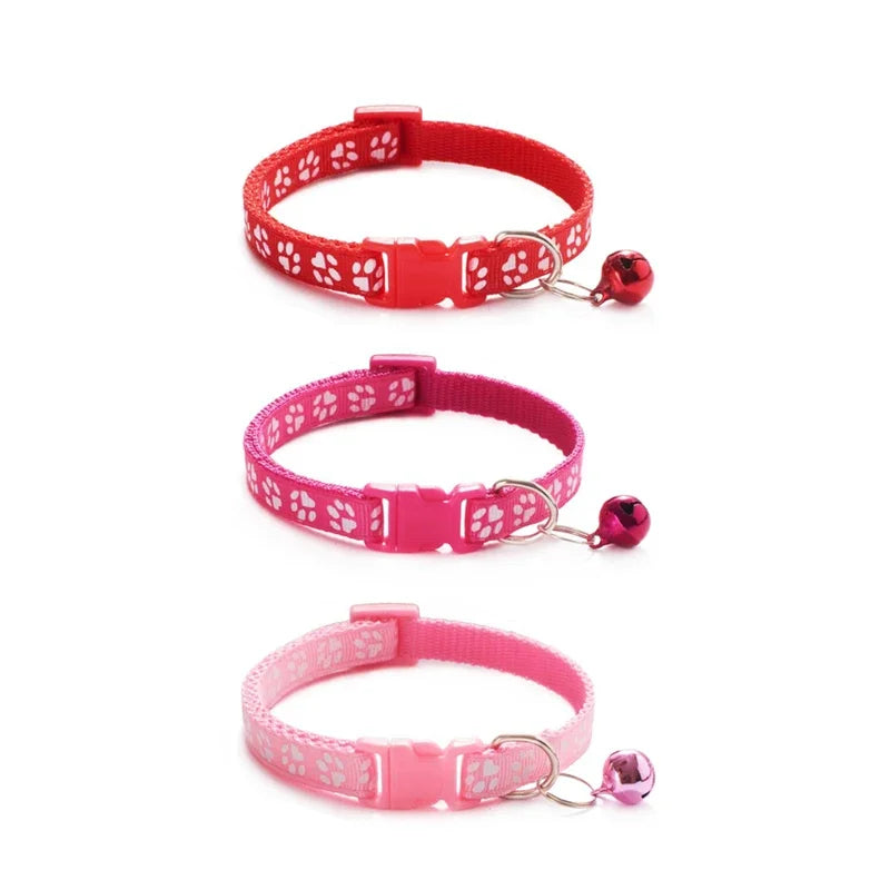 1/3/6/12/18Pcs Pet Collar With Bell Footprints Colorful Dog, Dog, Cat Accessories Cat Collar Adjustable Bell Ring Necklace Pet