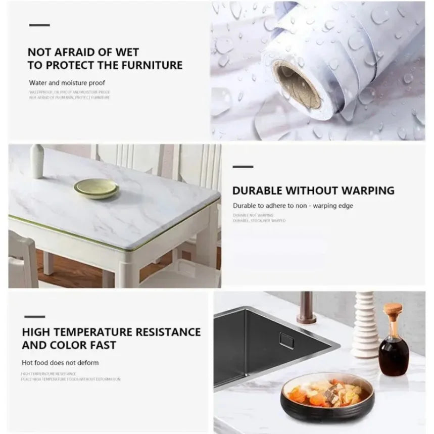 Modern Waterproof Marble Wallpaper Self Adhesive Foil Stickers for Kitchen Decor