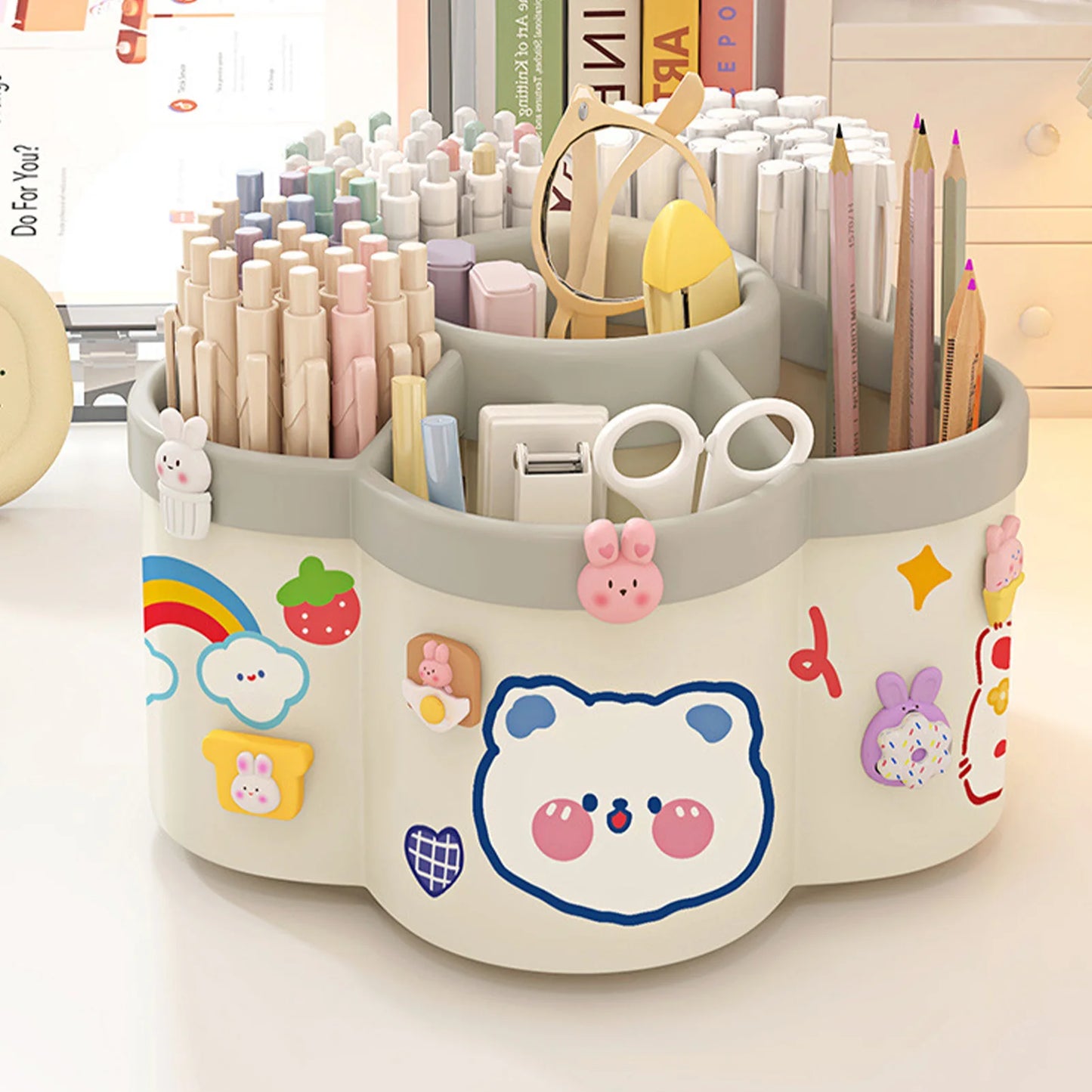 360 Degree Rotating Pen Holder Multifunctional Desk Organizer for Makeup and Stationery