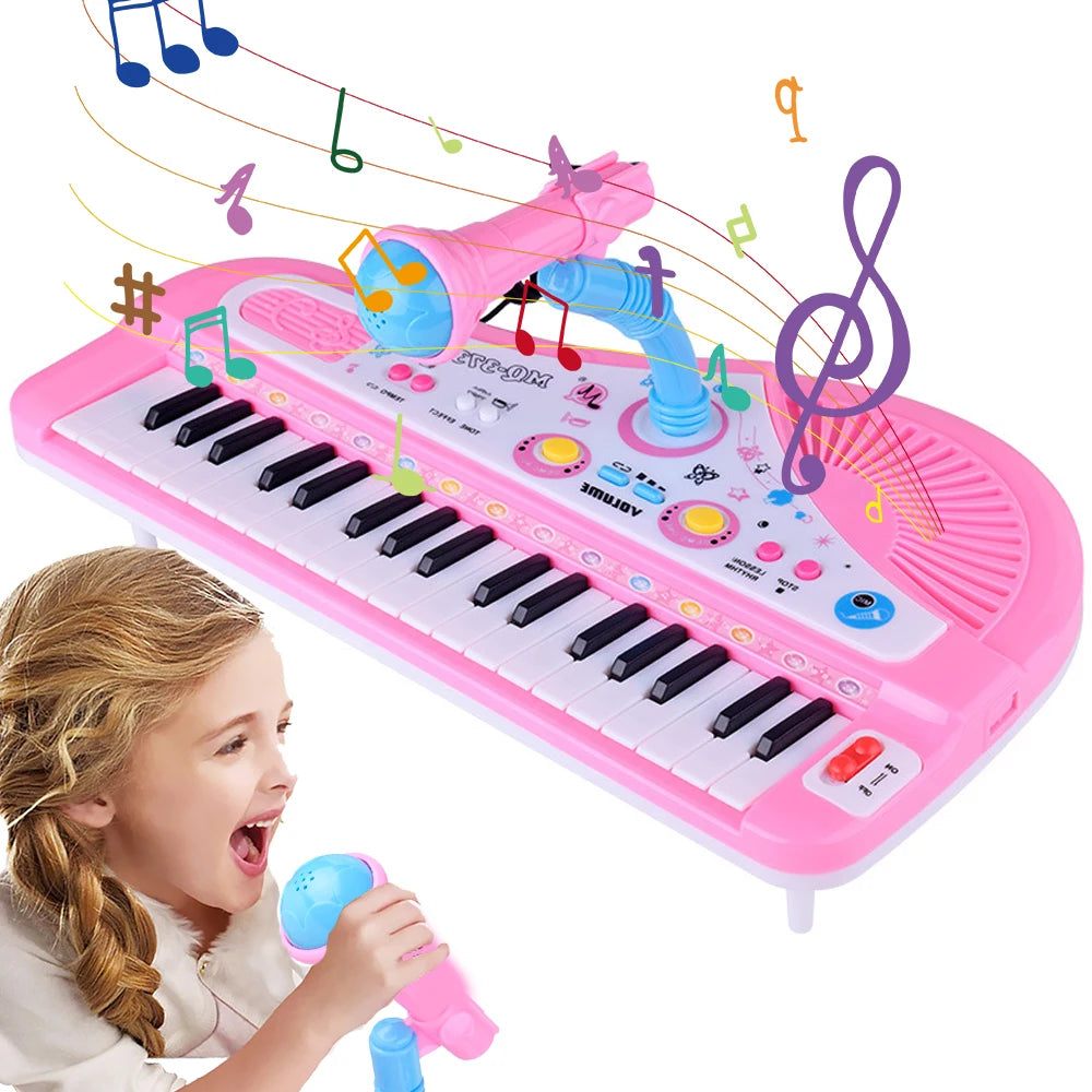 37 Keys Kids Electronic Piano Keyboard with Microphone Educational Musical Instrument for Boys and Girls