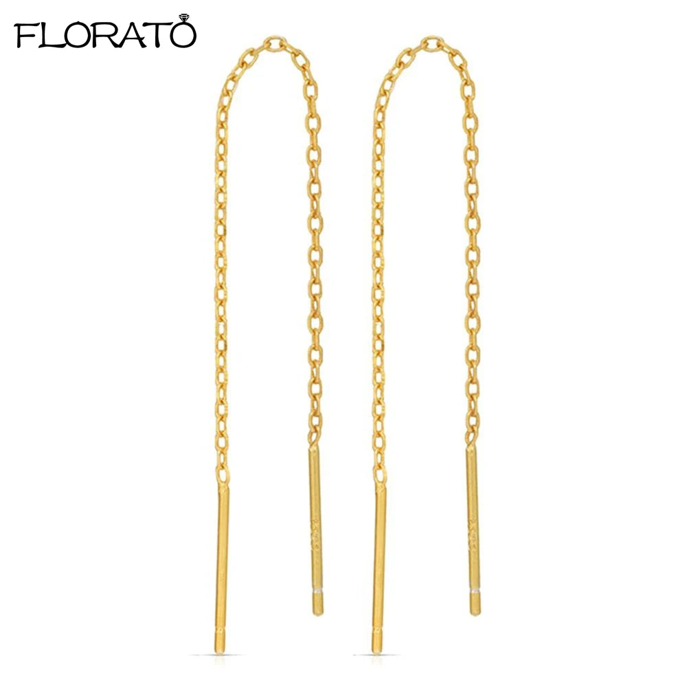 Charming 925 Sterling Silver Long Chain Threader Earrings for Women Fashion Jewelry