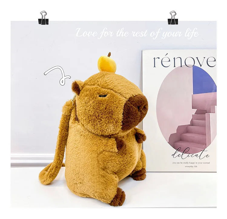 Capybara Plush Backpack Kawaii Mini Knapsack Bag for Kids
