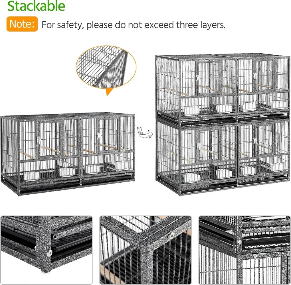 Double Story Divided Breeder Bird Cage for Small Parrots Parakeets Canaries Cockatiels Lovebirds Finches Budgies Quaker,