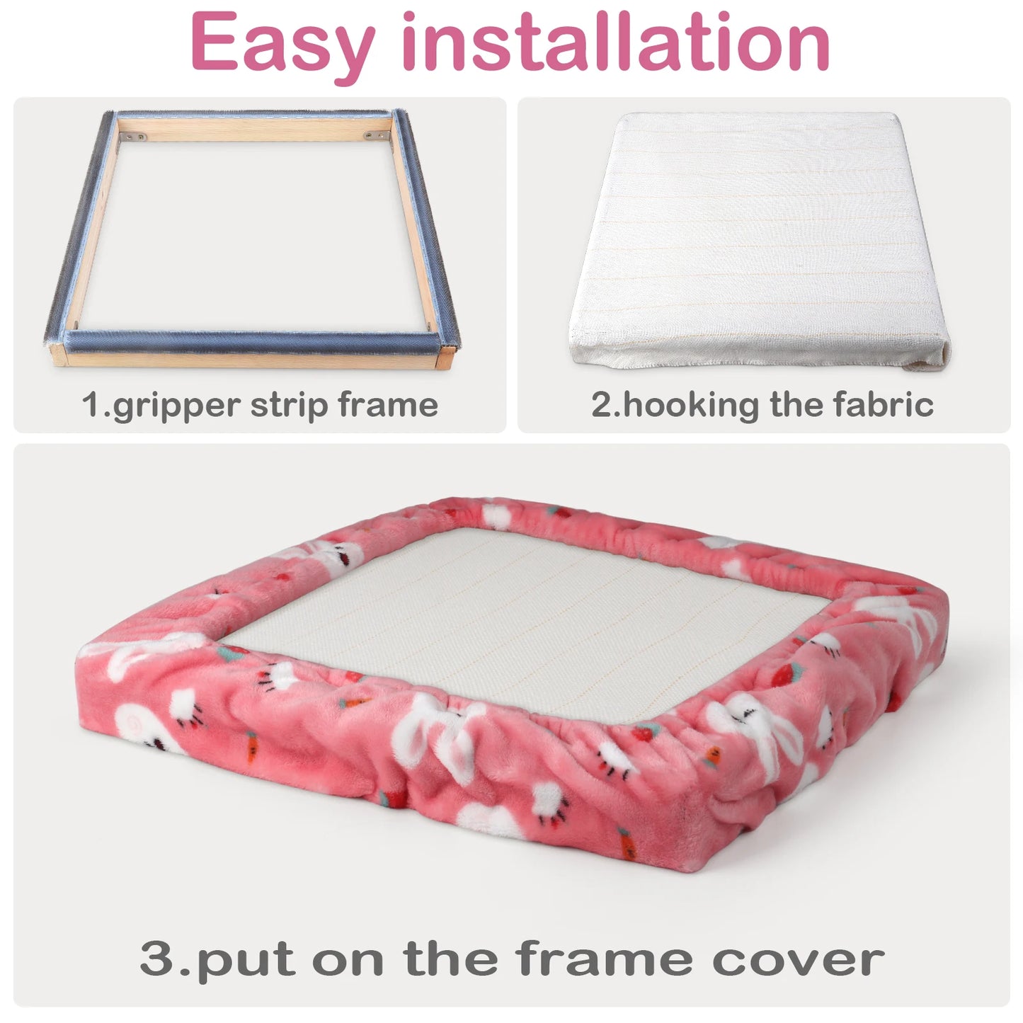 Square Wooden Embroidery Hoop Gripper Strips for Punch Needle Frame Sewing Quilting and DIY Projects