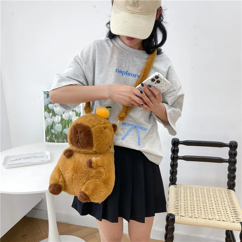 Capybara Plush Backpack Kawaii Mini Knapsack Bag for Kids