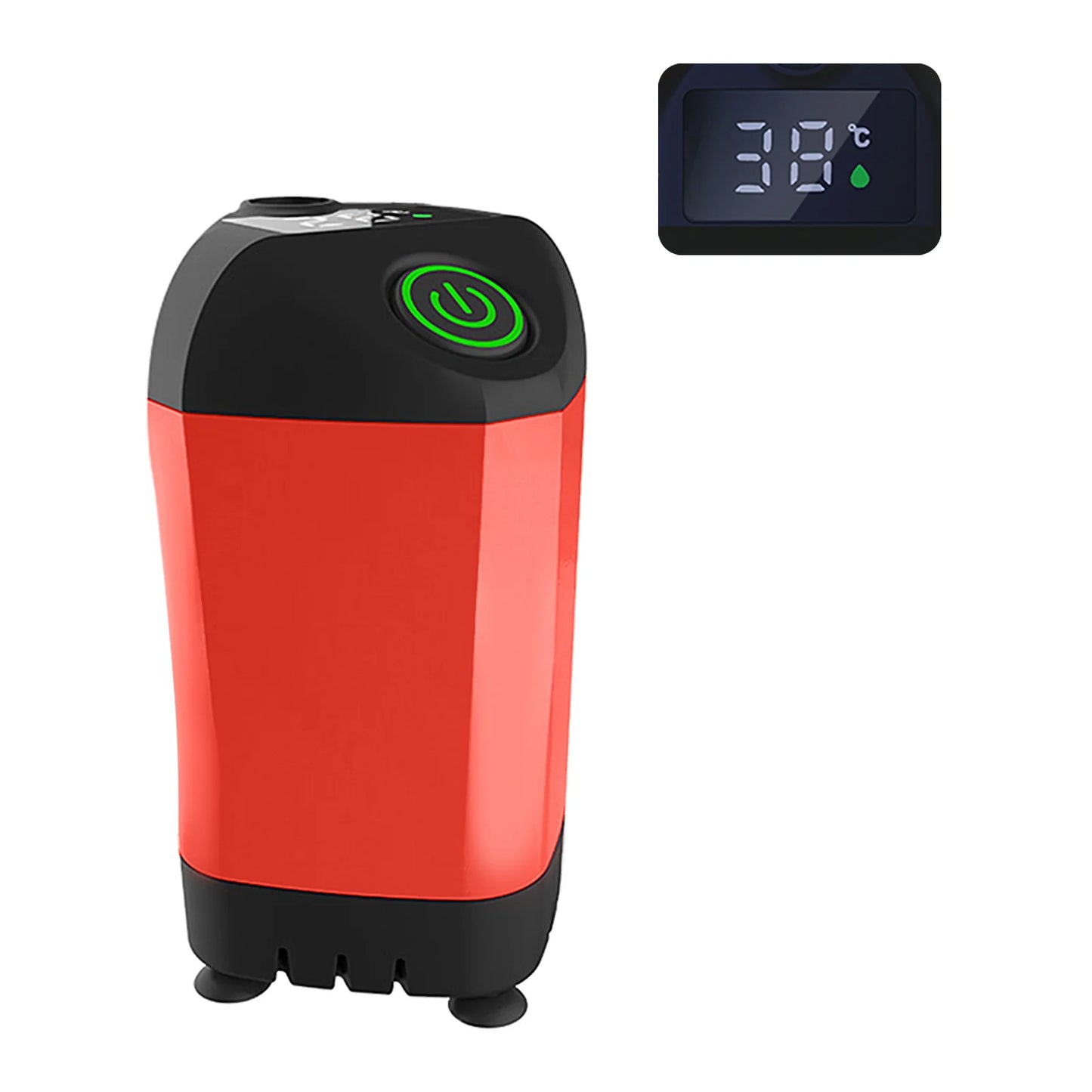 Outdoor Camping Shower IPX7 Waterproof Orange with Digital Display Portable Electric Shower Pump