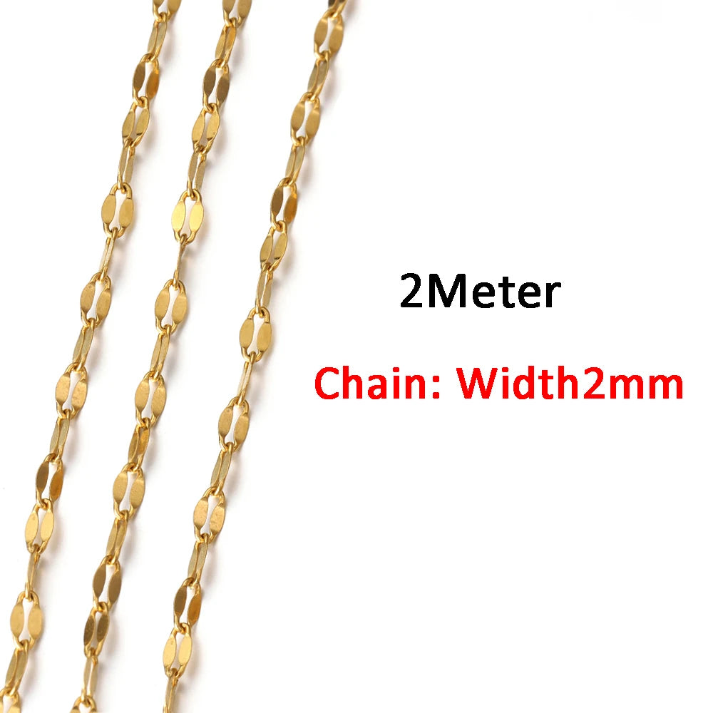 2 Meters/1 Meter High Quality Gold Color Stainless Steel Chain for DIY Jewelry Making