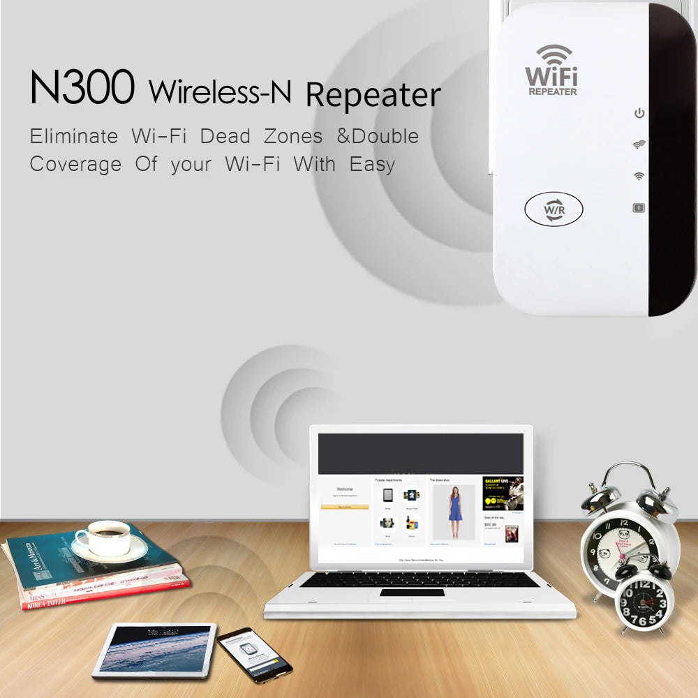 Repetidor WiFi inalámbrico FENVI de 300 Mbps y 2,4 GHz, amplificador de red, rango 802.11N/B/G, repetidor WiFi inalámbrico