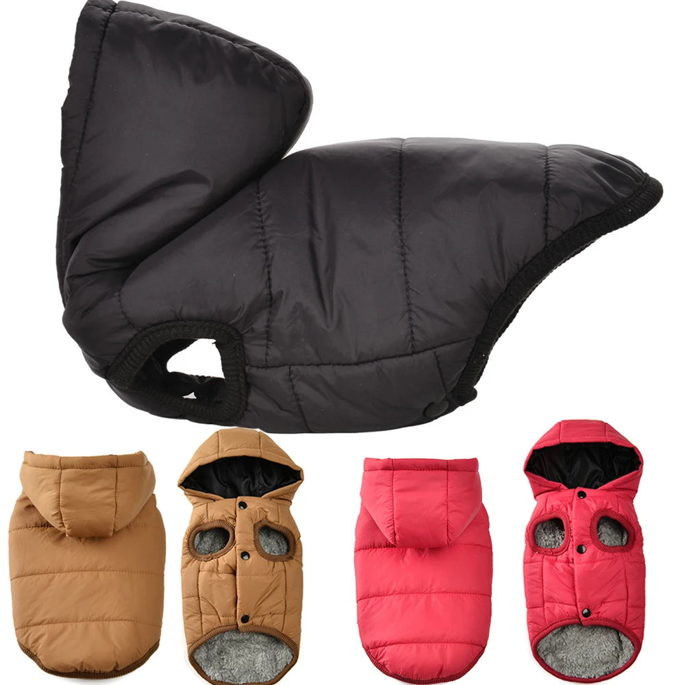 Dog Hooded Winter Jacket Soft Warm Fleece Velvet Puppy Vest Coat Pet Dog Hat Clothes Cold Proof Winter Padded Yorkies Costume