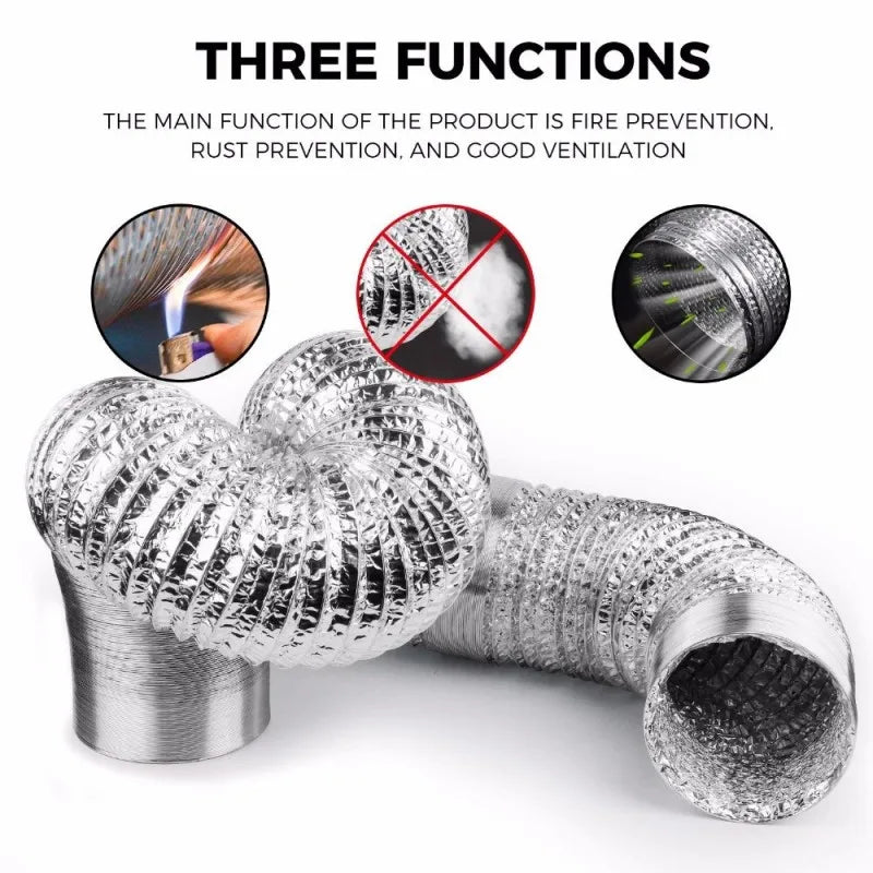 Tubo de ventilación de aluminio encriptado de 80/100/120/150/200 mm Tubo de humo escalable Salida de cocina Manguera de ventilador de escape de baño