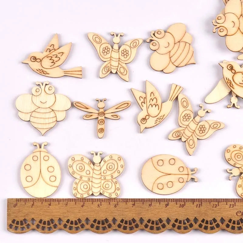 Lovely Dog Cat Fish Natural Wooden Chips for Scrapbooking DIY