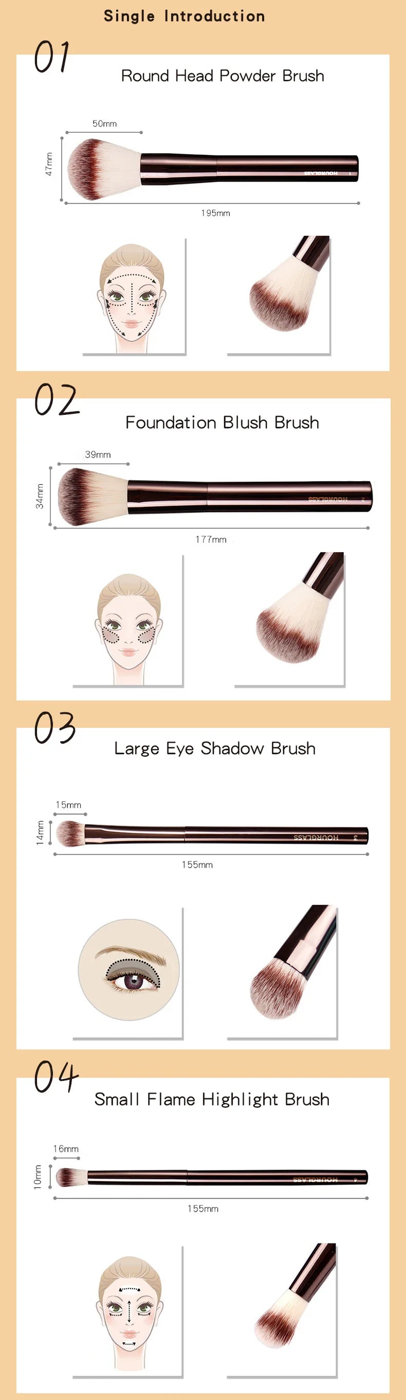 Hourglass Complete Makeup Brush Set for Flawless Application with Foundation Concealer Blush Bronzer Eyeshadow and Eyeliner Brushes
