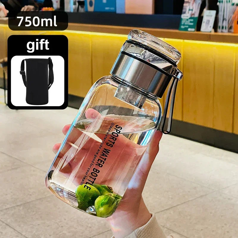 Large Capacity Glass Water Bottles – 0.75L to 2L Transparent Juice & Milk Bottle for Outdoor Travel & Sports