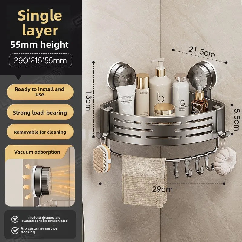 Bathroom suction cup triangular basket storage rack, bathroom washbasin corner, no need to drill holes, wall-mounted toilet