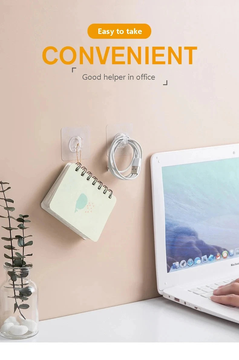 5/10/20Pcs Self-Adhesive Transparent Wall Hooks for Kitchen Bathroom Towel Key Rack