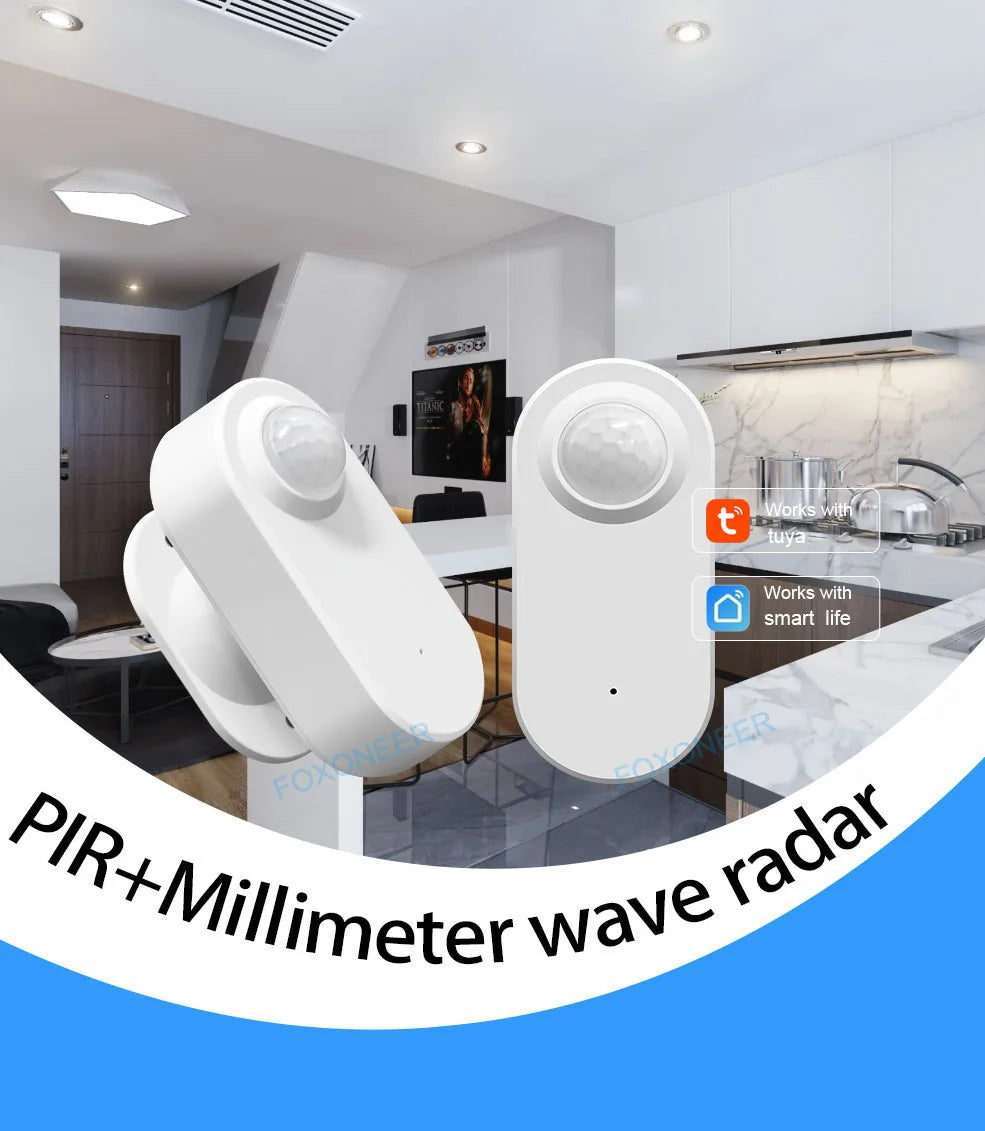 Detector de presencia humana Tuya Zigbee, detección de luminancia/distancia, sensor de movimiento PIR inteligente compatible con Zigbee 2mqtt Home Assistant