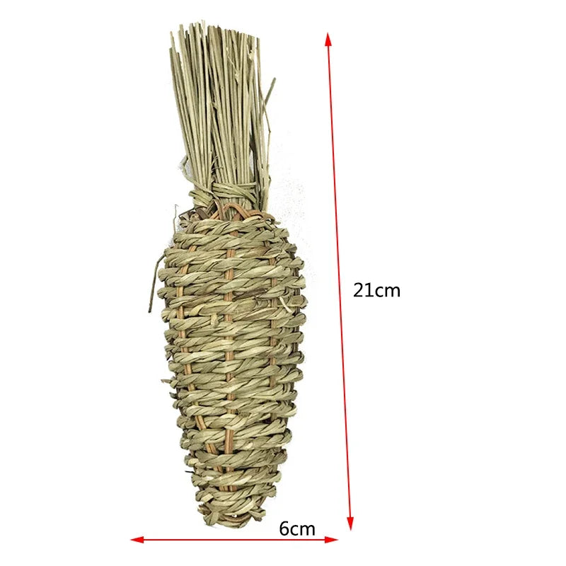 Hand Wove Natural Straw Rope Carrot Hamster Molar Chew toy Small Pets Toys For Hamster Rabbit Grinding Groducts Gnaw Toy Supply