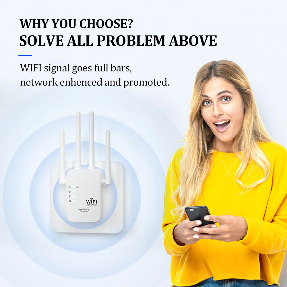 OPTFOCUS 2.4G WiFi Repeater 2LAN 300Mbps Signal Booster