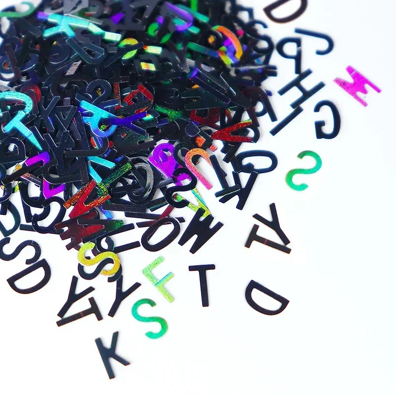 Holographic Glitter English Alphabet Flakes For DIY Resin
