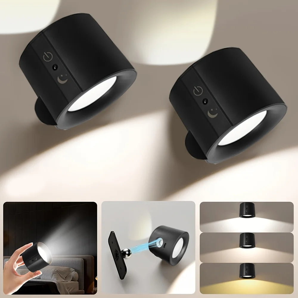 Rechargeable Magnetic LED Wall Lamp with 360 Degree Rotation and Wireless Remote Control