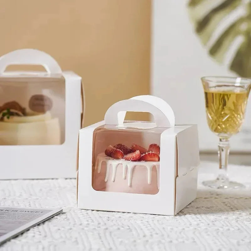 5 or 10 Pack Window Cake Packaging Boxes Portable Paper Gift Boxes for Weddings Birthdays and Baby Showers