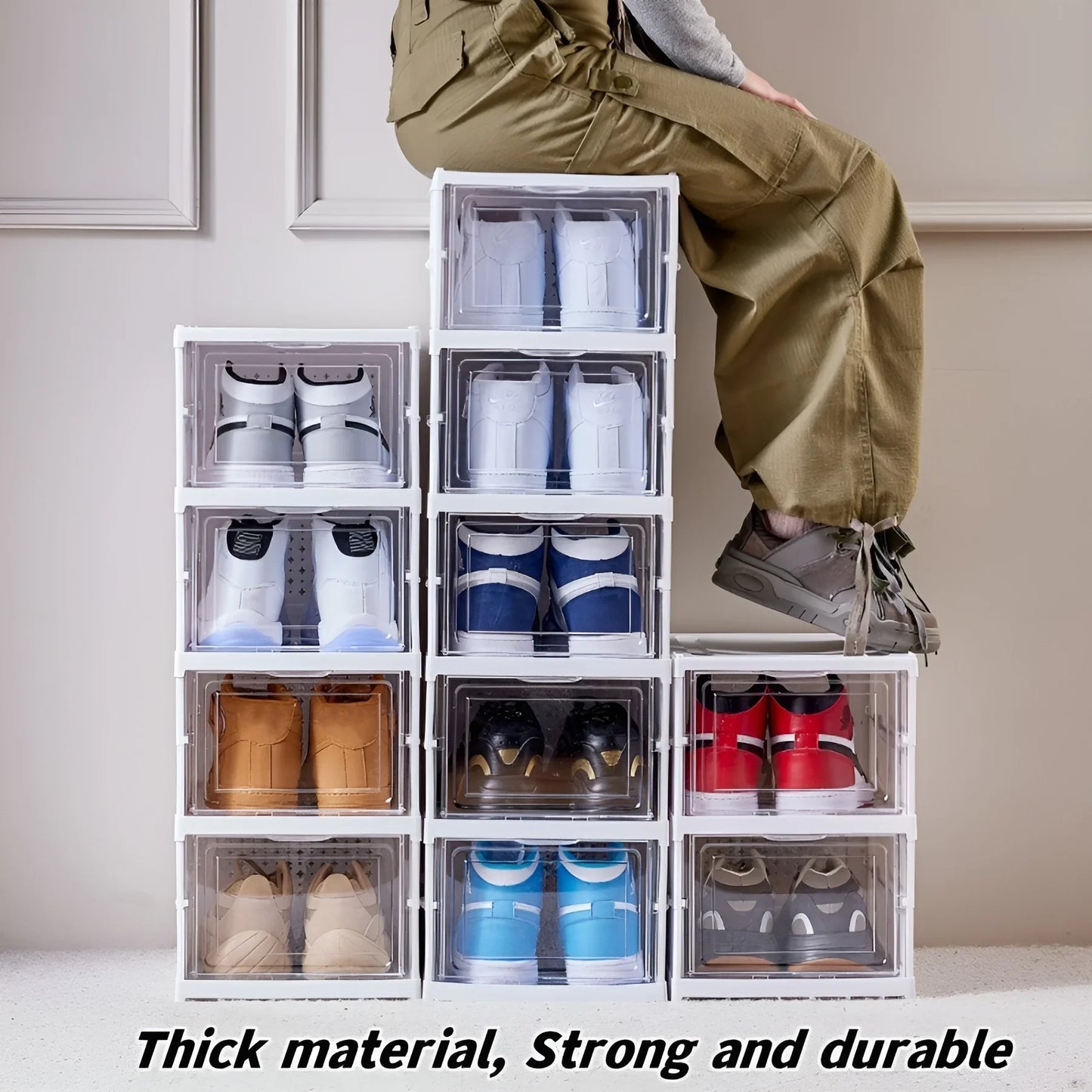 Shoes Storage Box Foldable Transparent Sneaker Organizers Rack
