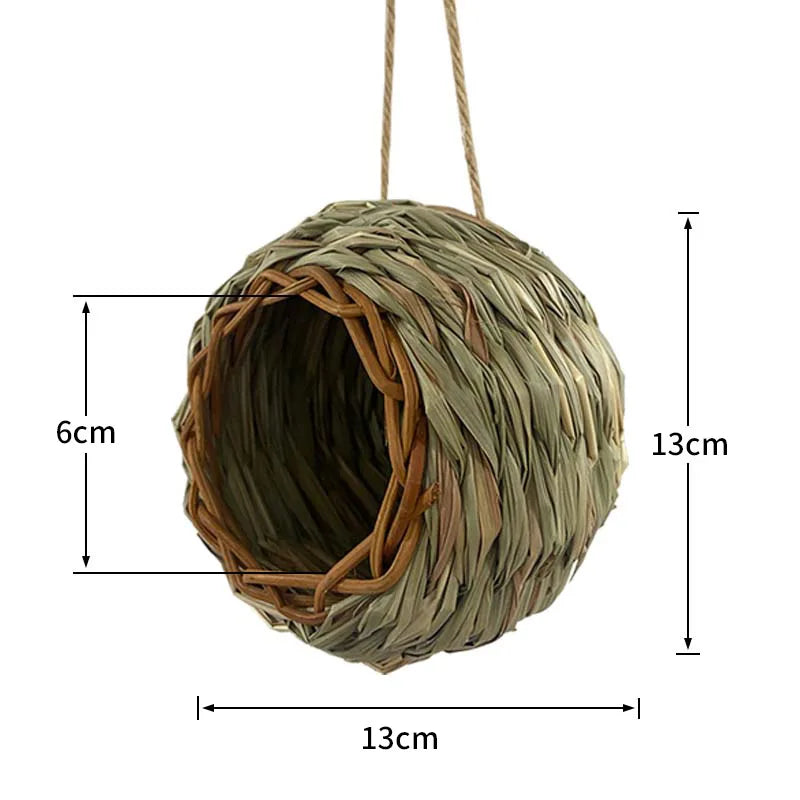 Hand-Woven Round Bird Nest - Natural Rattan Hanging Bird Cage, DIY Garden Decor for Outdoor Patio Balcony, Dropshipping Availabl