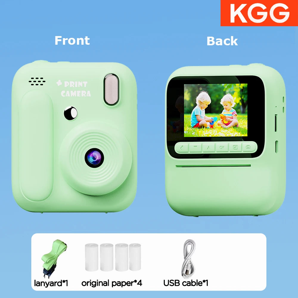 Color Printing Camera Kids Instant Camera 32GB 1080P Thermal Print Digital Camera Print Photo Video Games Music Children Gift