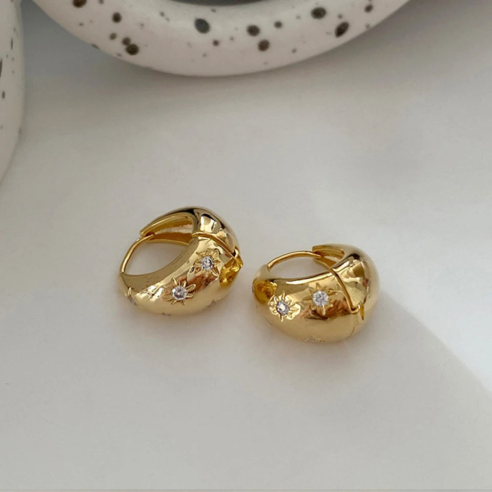 Yupsk Colorful Zircon Rainbow Hoop Earrings For Women