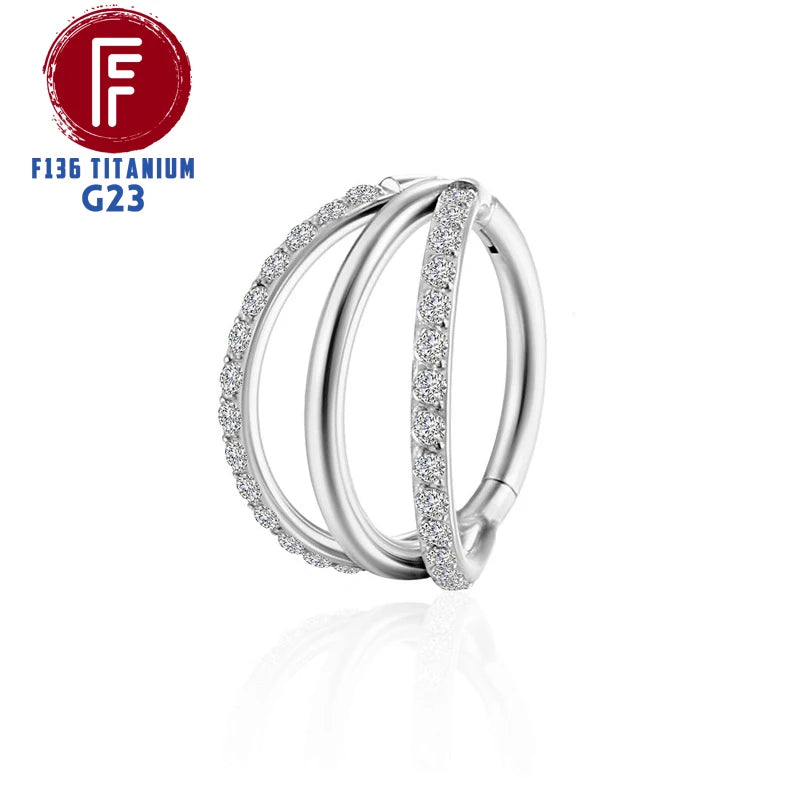 F136 Titanium 3 Layers Nose Rings and Ear Cuff Jewelry